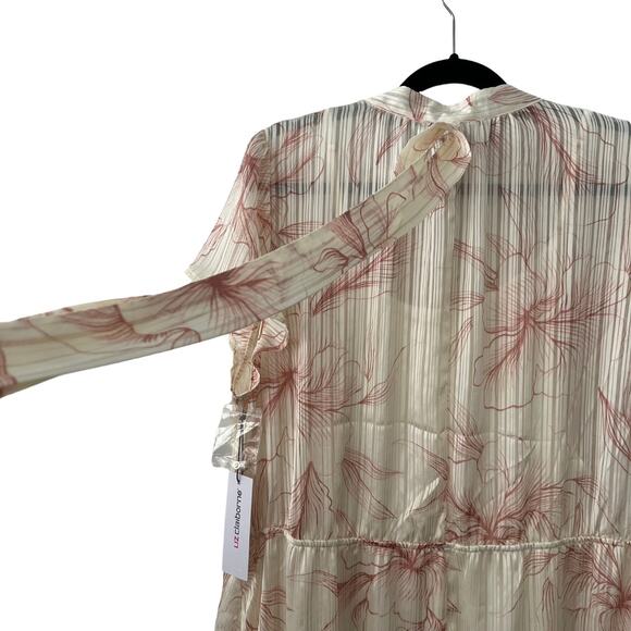 Liz Claiborne Short Sleeve Floral Satin Cream & Pink Dress w/ Slip Plus Size 1X - Picture 6 of 8